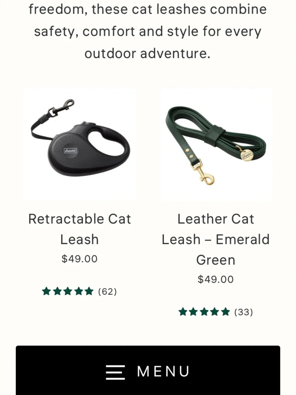 Black Retractable Leash with Matching Black Harness